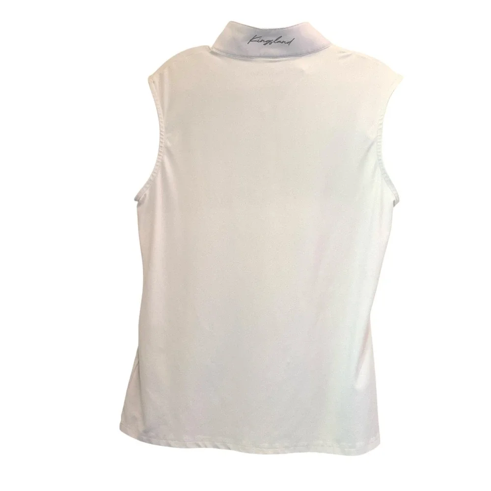 Kingsland‎ Equestrian Paisely Show Shirt Sleeveless White Women XL Shimmer STAIN - Picture 4 of 12